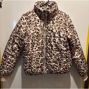 Gianni Bini Leopard Print Puffer Jacket Ladies Medium 40 X 24